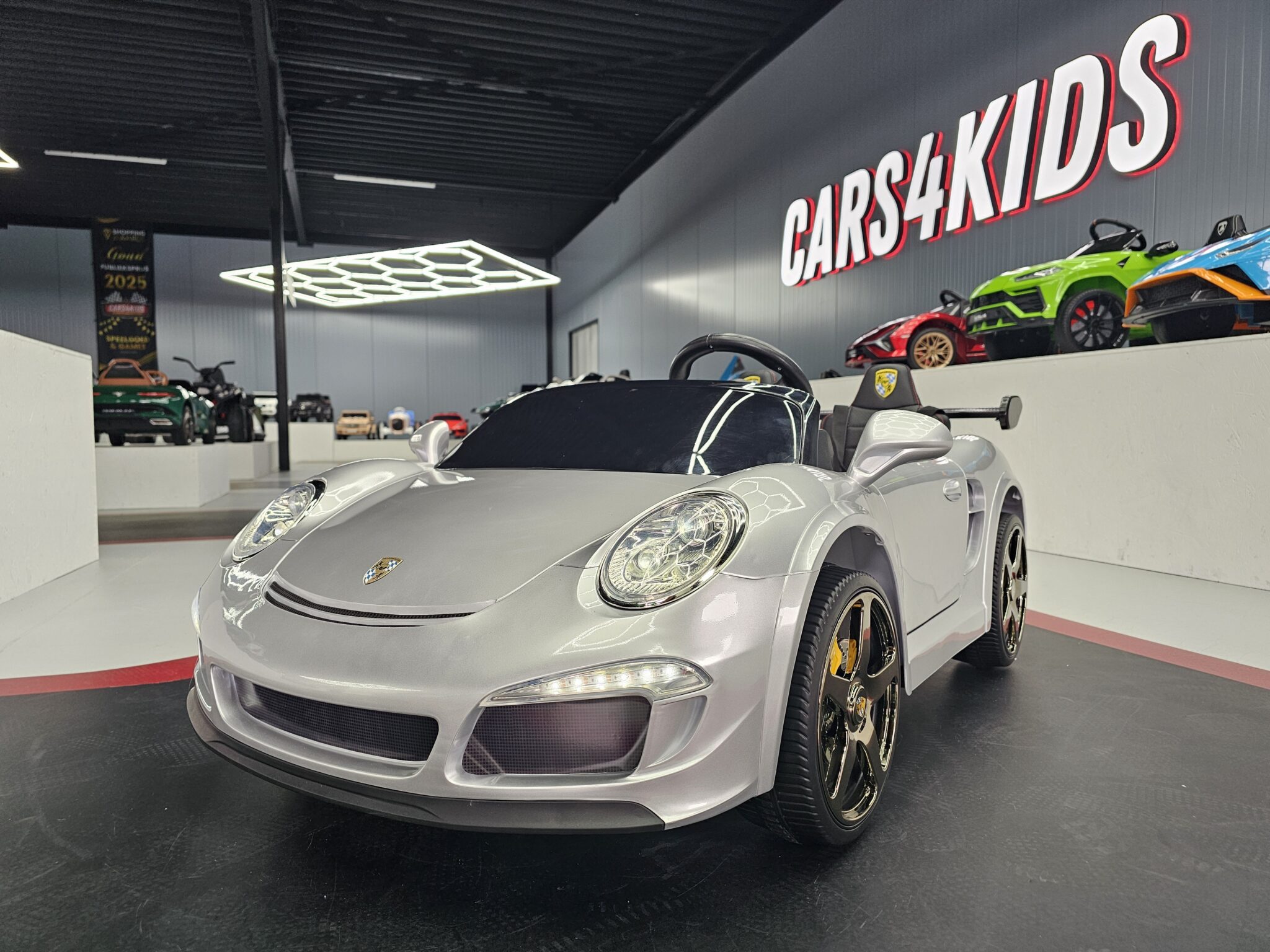 Kinderauto Porsche RUF 24V – Metallic Zilver (2-persoons)
